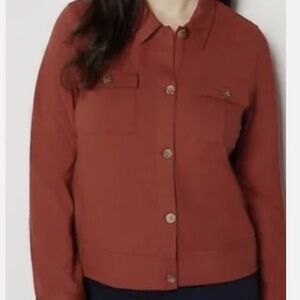 J.Jill Wearever Collection Double Face Jersey Flap Pocket Jacket Burnt Orange 1X